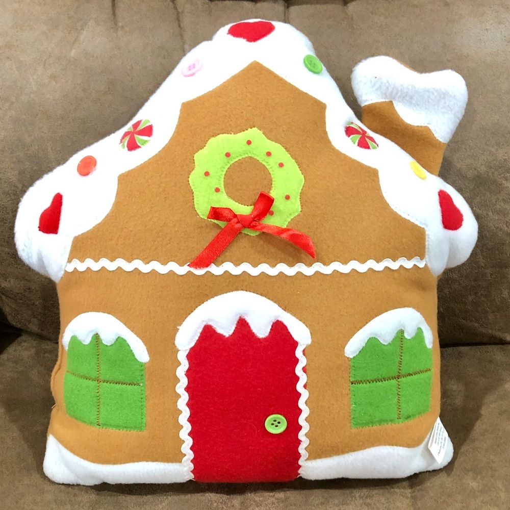 Gingerbread House Christmas Pillow